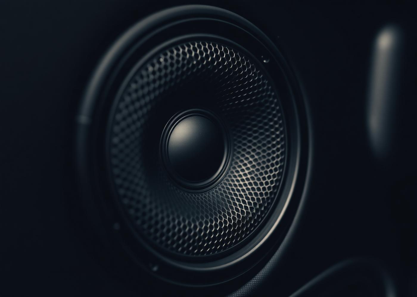Close-up of a car door speaker grille with metallic mesh